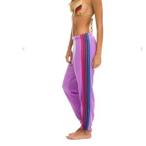 Aviator Nation 5 STRIPE SWEATPANTS - NEON PURPLE